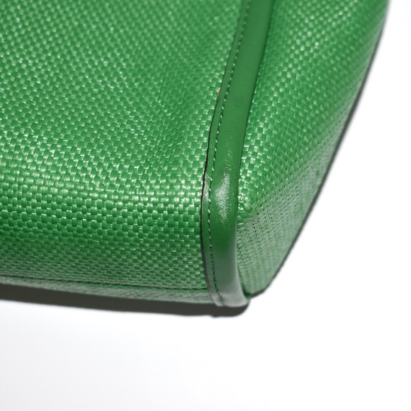 Kate Spade Alexia Green Straw Crossbody Clutch Bag Purse - Picture 4 of 9